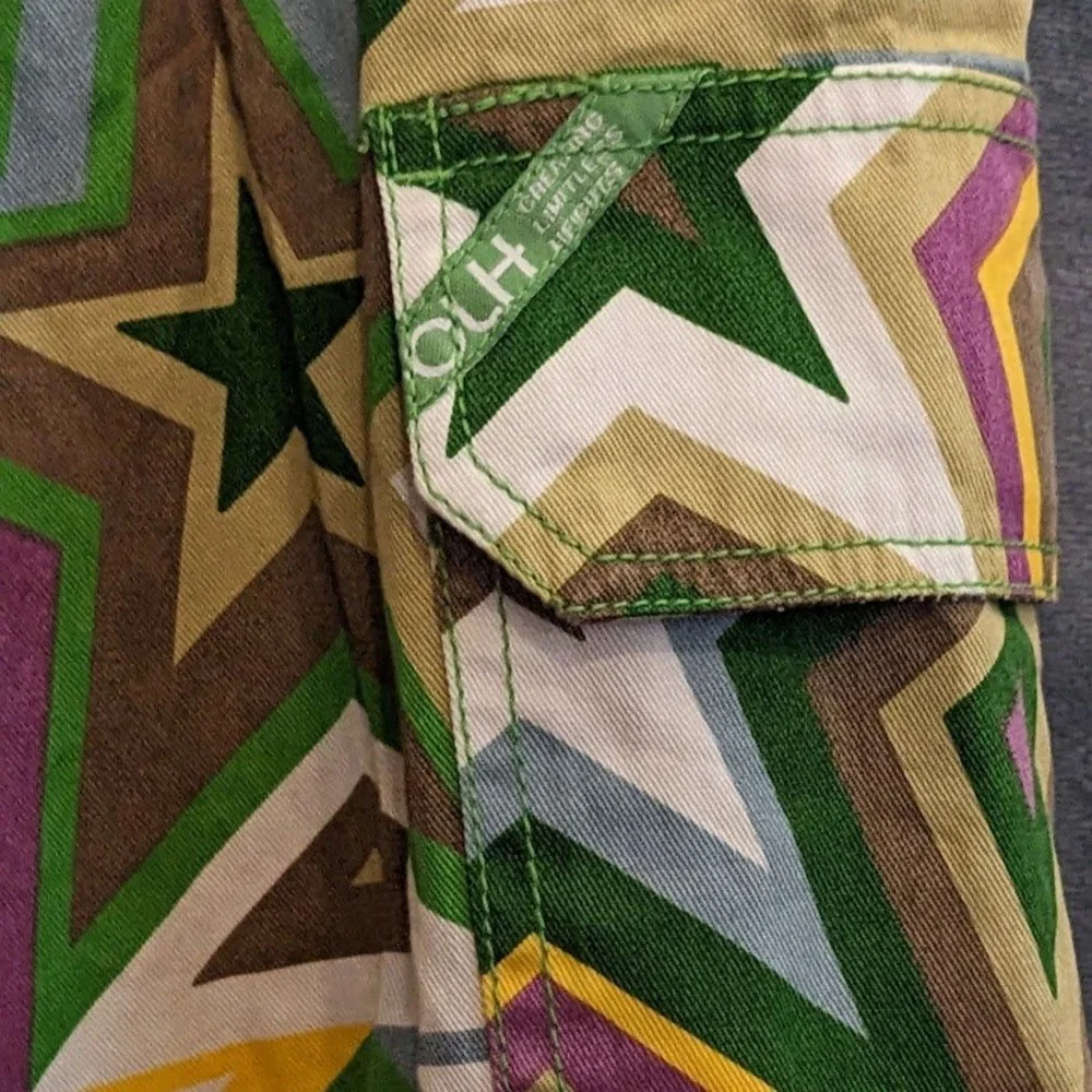CLH Creating Limitless Heights Mens Star Print Cargo Shorts Green Purple 32 NWT